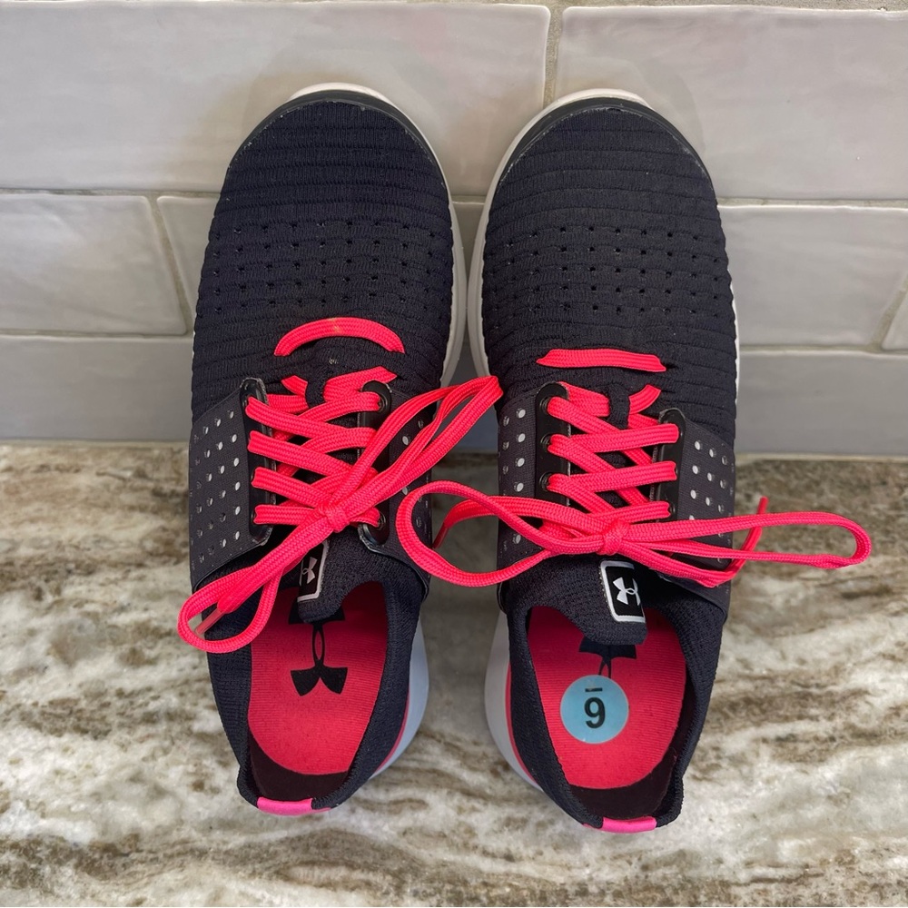 Under Armour Youth Black Pink Size 6Y Speedform Slingwrap Running Shoe Sneaker